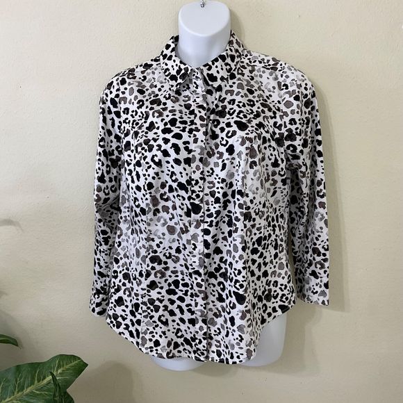 Lane Bryant Blouse top women plus size 18 Animal Print Button Up multicolor - Picture 1 of 9